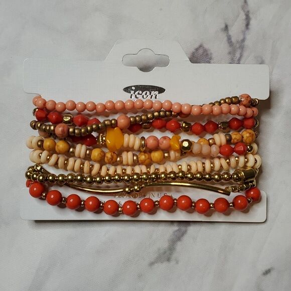 Jewelry - Orange, Coral, Gold set of beaded bracelets